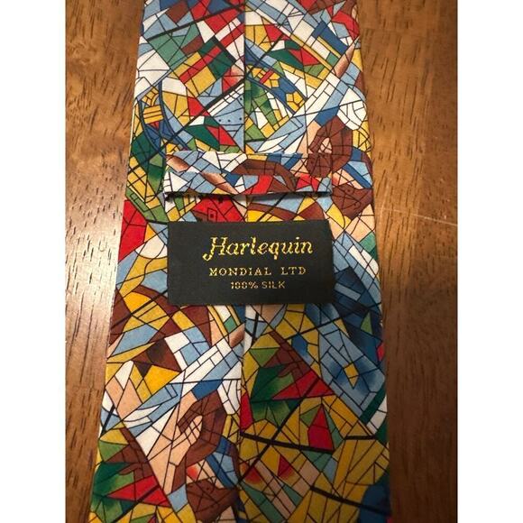 Vintage Harlequin Mondial LTD 100% Silk Tie and pocket handkerchief Artist Tekle - Picture 4 of 9